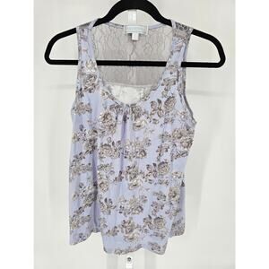 Insomniax Womens Sz XL Pajama Top Black White Floral Lace Tank